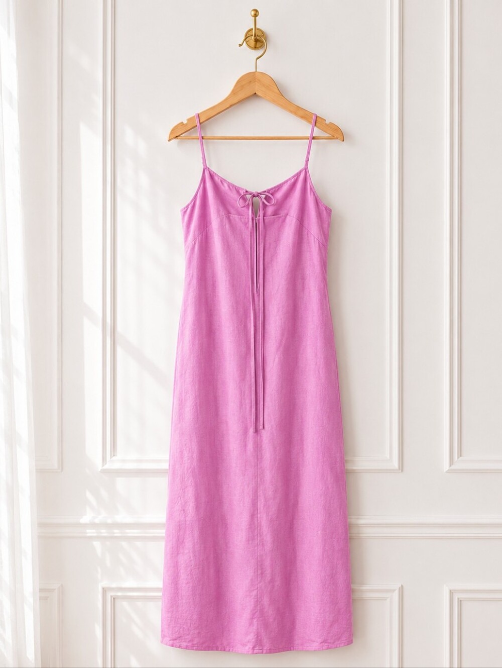 🌸 Universal Thread | Linen Blend Tie Front Midi Dress | Size Small -Fully Lined - Picture 5 of 8
